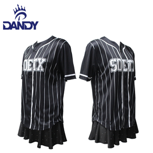Maglie da Baseball con strass da Cheerleading nere in poliestere 100% per bambini sublimate - Product Image 4