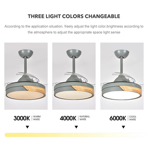 Ventilateur de plafond moderne rétractable de 36 pouces avec lumière LED, design unique, 6 vitesses réglables, télécommande, pour salon DS1361-36 - Product Image 4
