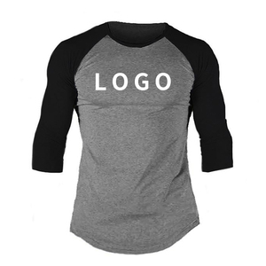 Acogedora Camiseta de manga larga de gimnasio para hombre, logotipo personalizado impreso, algodón transpirable, cuello redondo, diseño de Fitness informal, temporada de verano - Product Image 3