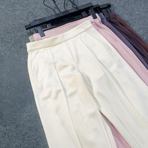 <span class=keywords><strong>Pantalon</strong></span> de costume taille haute pour <span class=keywords><strong>femme</strong></span> en tissu modal doux et respirant, couleur unie, coupe droite, style business décontracté, longueur cheville - Product Image 3