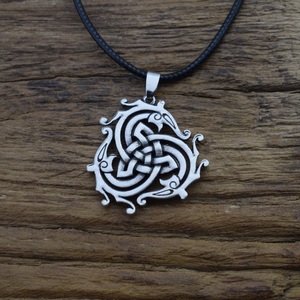 Collar con Colgante de Dragón Medieval Triskelion, Joyería Animal Triple Celta, Cadena de Cuerda - Product Image 4