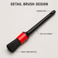 Lot de 5 brosses de nettoyage pour intérieur de voiture, fibres mixtes, poils doux, pour fentes et aérations, poignée ergonomique, trou de suspension, logo personnalisé
