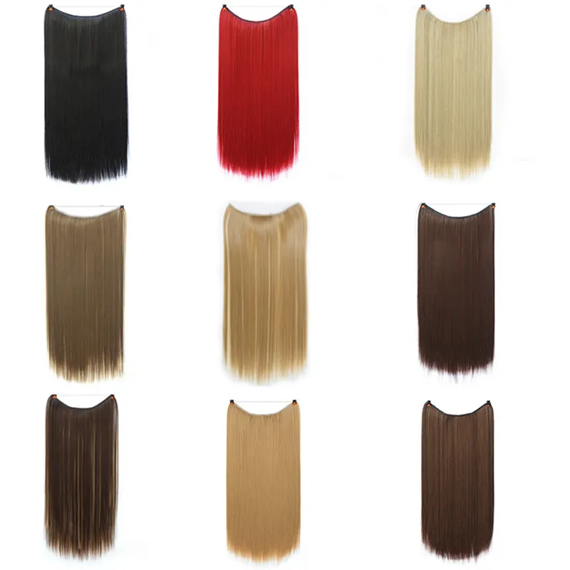 Wig European And American Fishing Line Hair Female Chemical Fiber Hair Curtain Hair Piece 22 Inch Wave Head Cover