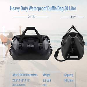 Muestra gratuita de la bolsa impermeable DryLarge, bolsa de lona resistente para pesca con cierre enrollable, correas y asas duraderas, para kayak y paddleboarding - Product Image 1