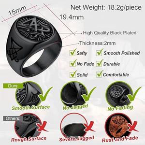 เครื่องประดับซาตานแหวนตราสัญลักษณ์รูปสัญลักษณ์รูปสัญลักษณ์ของลูซิเฟอร์ซาตานสำหรับผู้ชายผู้หญิงแหวนออกแบบได้ตามต้องการ - Product Image 3