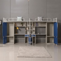 Lit superposé pour dortoir universitaire, lit superposé avec bureau, lit superposé en acier métallique de haute qualité, pas cher, pour étudiants, moderne