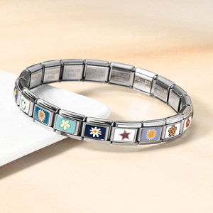 Italian Modular <b>Bracelet</b> Stainless Steel <b>Flower</b> Smiley Face Design DIY Detachable Charm <b>Bracelet</b> Unisex Gift Spring 2026 - Product Image 4