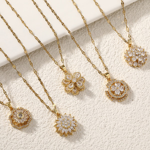 <span class=keywords><strong>Collar</strong></span> <span class=keywords><strong>Giratorio</strong></span> de Acero Inoxidable con Dije de <span class=keywords><strong>Girasol</strong></span> para la Ansiedad para Mujer, <span class=keywords><strong>Collar</strong></span> <span class=keywords><strong>Giratorio</strong></span> con Circonita Antiestrés, Joyería - Product Image 2