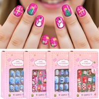 NOUVEAU 120 Pièces/boîte Autocollants d'ongles détachables pour filles, thème Noël, enfants, chat en armure, dessin animé, fraise, cœur, décoration