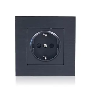 Hot Selling Electrical Wall Switch And Socket Aluminum Wall Plate 220V 16A European Standard German Type Schuko Wall Socket
