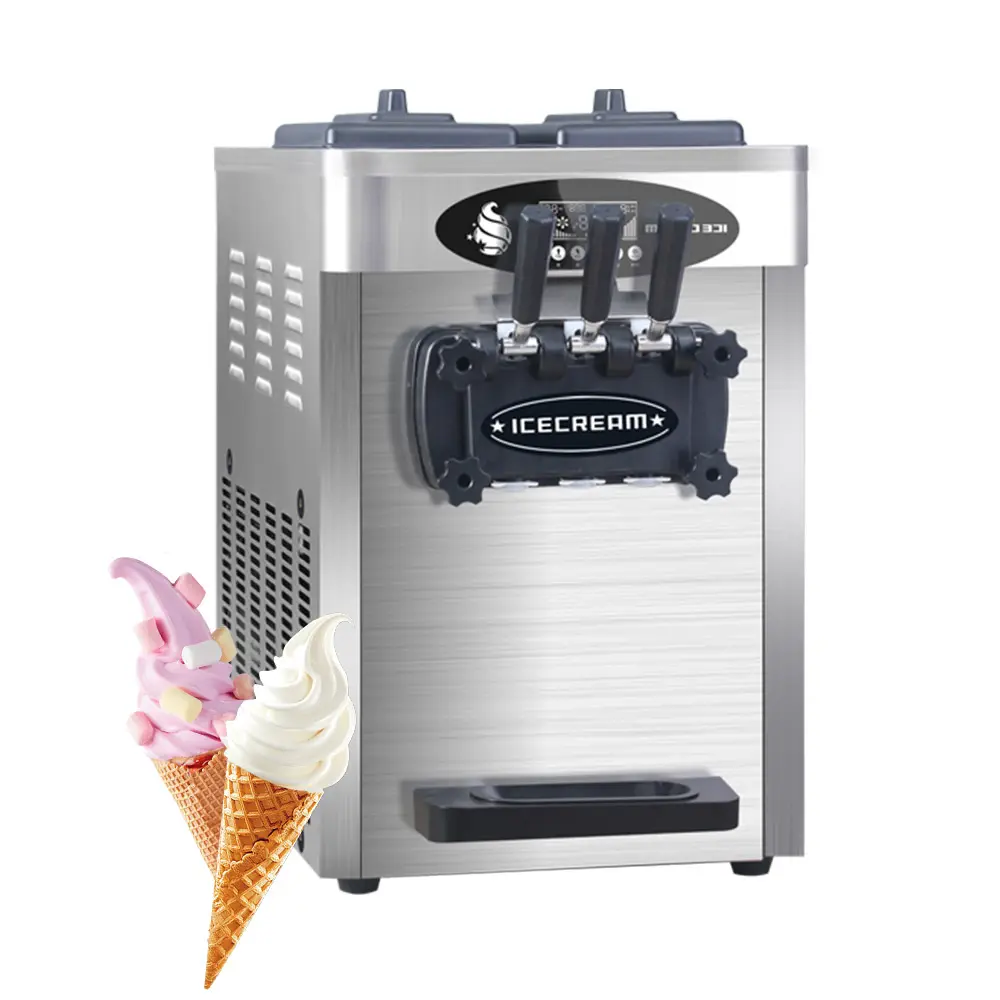 3 풍미 테이블 탑 아이스크림 기계 소프트 서브 아이스크림 만들기 기계 시판 아이스크림 바 기계