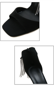 2025 New Sexy Light Luxury Rhinestone Tassel Women's <b>Open</b> Toe High Heel Sandals Shoes Sandals - Product Image 5