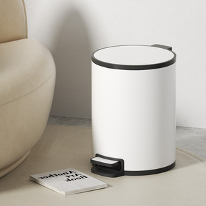 Luxury stainless steel trash can for home use, with lid and foot pedal, creative design, suitable for living room, bedroom, - Product Image 1