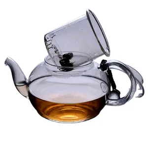 Teiera in vetro con infusore in vetro set da tè per caffè teiera in fiore teiera in vetro resistente al calore soffiata a mano