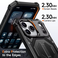 Coque de téléphone légère et fine avec texture blindée, support pliable à 120 degrés, antichoc avec airbag et protection anti-traces de doigts pour iPhone 16 17 18 ProMax