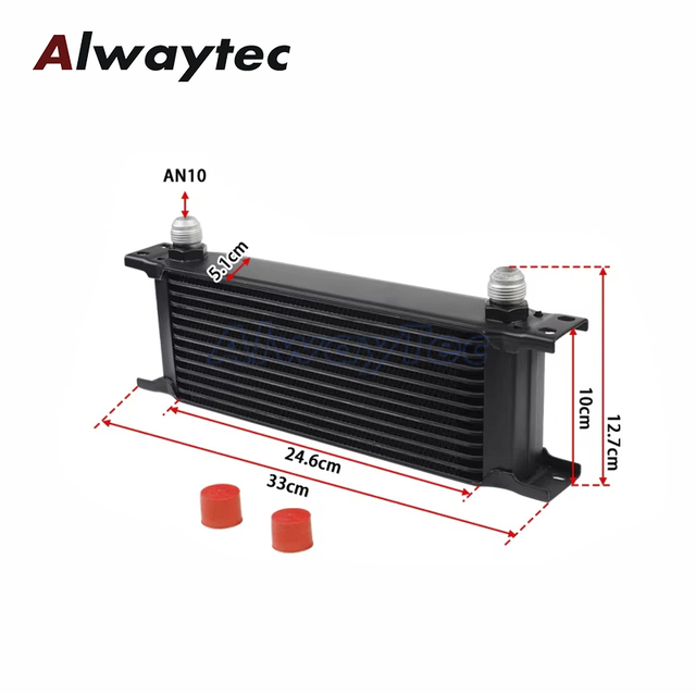 Universal 13 Rows Water Pump Radiator Kit 10AN Transmission Engine Cooler Oil Filter Sandwich Adapter Nylon Braided Hose Line