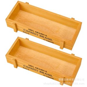 Wooden Plant Box Rectangular Desktop Storage For Flowers <b>Succulents</b> Mini Landscape <b>Pot</b> Yellow Solid Color - Product Image 5