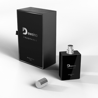 Promotion Bouteille de Parfum en Verre 50ml Carrée Luxe, Bouteille de Parfum Vide Noire Personnalisée avec Coffret