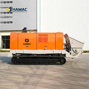 Nouvelle conception de pompe à béton portable sur remorque, alimentée électriquement avec moteur diesel, montée sur chenilles, pour les industries de la construction - Product Image 1