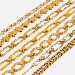 Bracelet à maillons tendance, design étoile dorée, style trombone géométrique, bijou unisexe, cadeau - Product Image 1