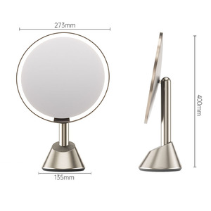 <span class=keywords><strong>Espejo</strong></span> de Maquillaje Redondo Inteligente de Metal <span class=keywords><strong>con</strong></span> LED Recargable por USB, 3 Colores de Iluminación, <span class=keywords><strong>Espejo</strong></span> de Mesa, OEM ODM, Venta al por Mayor para Hoteles - Product Image 3