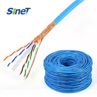 305M Double Bouclier 23AWG Solide Cuivre Al Foil Bouclier Tressage Net 1000ft SFTP Cat6 Câble Communication Câbles