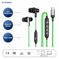 Écouteurs filaires Type C avec diaphragme composite de 10 mm, 32 ohms, intra-auriculaires avec microphone en silicone pour téléphone et tablette USB C