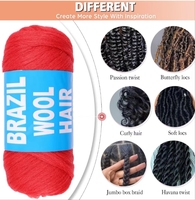 Extensions de cheveux de tressage de laine brésilienne fil acrylique noir naturel fibre synthétique déesse Locs Style tresse au Crochet africaine
