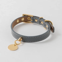 Collier réglable en cuir PU écologique personnalisé pour chien de compagnie collier de chien en cuir synthétique avec breloque en cercle