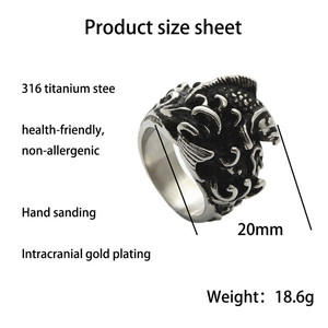 Yunnique – bague en acier inoxydable pour hommes, en argent, rétro, Punk, design animal, bijoux, cadeau, 26021 - Product Image 4
