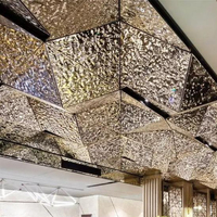 Panneau décoratif en acier inoxydable avec revêtement PVD miroir 8K or rose, finition ondulée moyenne, pour revêtement mural de plafond