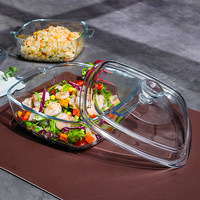 Vente en Gros Plat de Cuisson en Verre pour Micro-ondes 0.8L 1.2L 1.5L Carré Transparent avec Couvercle