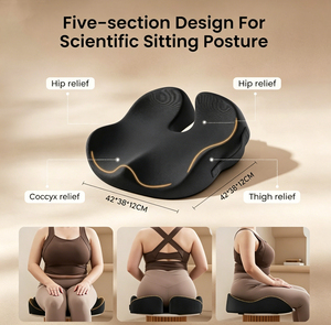 Coussin <span class=keywords><strong>de</strong></span> siège ergonomique <span class=keywords><strong>en</strong></span> mousse à mémoire <span class=keywords><strong>de</strong></span> forme pour voiture, maison, coussin <span class=keywords><strong>de</strong></span> soulagement <span class=keywords><strong>de</strong></span> la pression pour les hanches, le coccyx, confort toute la journée - Product Image 4