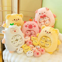 Mini Kawaii Animal Sac Capybara Requin Snack Coussin Mouton Blanc En Peluche Jouet Rose Cochon Doux Poupées Amusant Alimentaire Peluche Maille Doublure