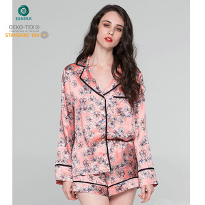 All'ingrosso di lusso 100% pigiama in raso di seta elegante Set di Lingerie a maniche lunghe girocollo per le occasioni estive da notte <span class=keywords><strong>Spa</strong></span> - Product Image 2