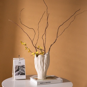 Jarrón de Cerámica de Lujo <span class=keywords><strong>con</strong></span> Aspecto de Gamuza, Estilo Europeo, Negro y Blanco, para Hidroponía y <span class=keywords><strong>Flores</strong></span> Secas, Artesanía Hecha a Mano para Decoración del Hogar - Product Image 2