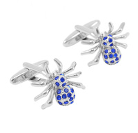 Boutons de manchette fantaisie en cristal bleu en gros, personnalisés pour homme, accessoire de mode pour chemise de costume, bijoux tendance pour mariage et smoking, cadeau