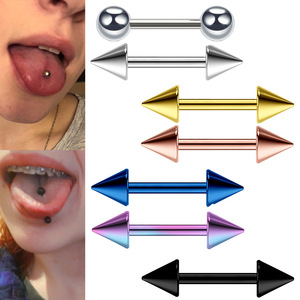 316L Stainless Steel Material Eyebrow Stud With Beads, <b>Titanium</b> Lip Stud, Stainless Steel Tongue Stud, Ear Bone - Product Image 1