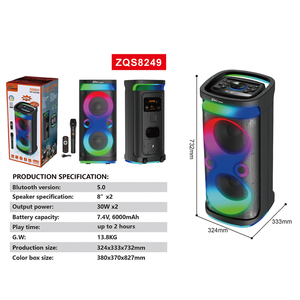 Enceinte audio Bluetooth TBFIT, double woofer, son <span class=keywords><strong>professionnel</strong></span>, active, pour discothèque, <span class=keywords><strong>DJ</strong></span>, fêtes en plein air, karaoké, avec éclairage RGB - Product Image 3