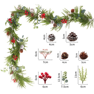 Guirlande de Noël facile à obtenir, 100-200 cm, avec pommes de pin artificielles, baies et eucalyptus, pour la décoration de la maison ou de mariage - Product Image 1
