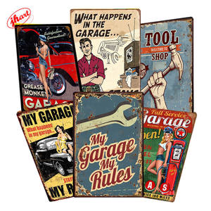 Insegna in Metallo Vintage 'DAD'S GARAGE', Poster in Metallo 'Il Mio Garage, Le Mie Regole', Decorazione Murale per Garage, Riparazione Auto, Stile Retrò, Insegna in Latta con Oli e Benzina - Product Image 1