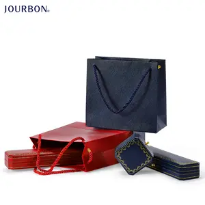 Jourbon-Bolsa de joyería de papel de alta gama, logotipo personalizado, papel de compras a la moda, embalaje de joyería, bolsas de regalo