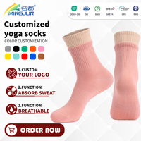 Chaussettes de yoga antidérapantes personnalisées pour femmes, à haute compression, tricotées, avec grip pour Pilates, à revers antidérapant, pour jeunes et adultes