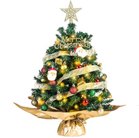 Mini árbol de Navidad con LED muñeco de nieve globo cadena luces conos de pino bolas adornos de mesa pequeño árbol de abeto de Navidad Artificial