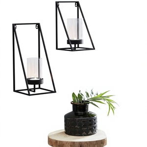 Minimalistic Iron <b>Black</b> <b>Metal</b> Wall-mounted Taper <b>Candle</b> <b>Holder</b> Matte Finish Home Decoration Durable Handmade for Home Hotel - Product Image 3