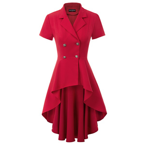 OEM Polyester Double Breasted High-Low Hem Short Sleeve Notch Lapel Victorian <strong>Gothic</strong> Coat <strong>Jacket</strong> Women - Product Image 1
