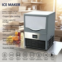 Machine à glaçons et distributeur automatique commercial haute capacité - Capacité 100 kg, refroidissement par air, sans givre, acier inoxydable 201