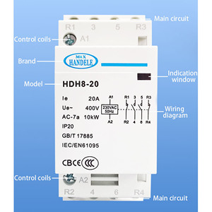 Handele 4NC <span class=keywords><strong>4</strong></span>ขั้ว<span class=keywords><strong>3</strong></span>เฟสคอนแทค20A 400V AC 220/240V ลิฟต์ควบคุม HDH8-20 Modular ราง DIN 50/60Hz - Product Image 3