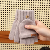 Gants chauds tricotés épais pleine acrylique Flip demi doigt clavier gants Protection contre le froid gants chauds pour les femmes