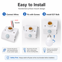 Portalámparas E27 de Baquelita con Sensor de Movimiento Infrarrojo, Adaptador de Enchufe LED, Garantía de 1 Año, Fácil Instalación, Iluminación Interior